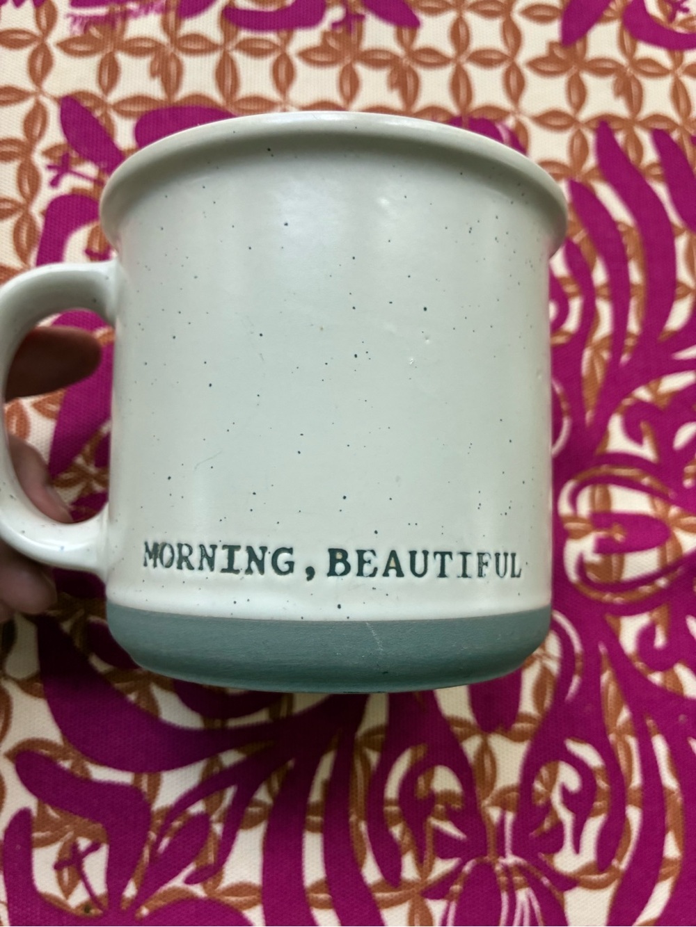 Hearth & Hand Morning, Beautiful Ceramic Mug - White with Green Base